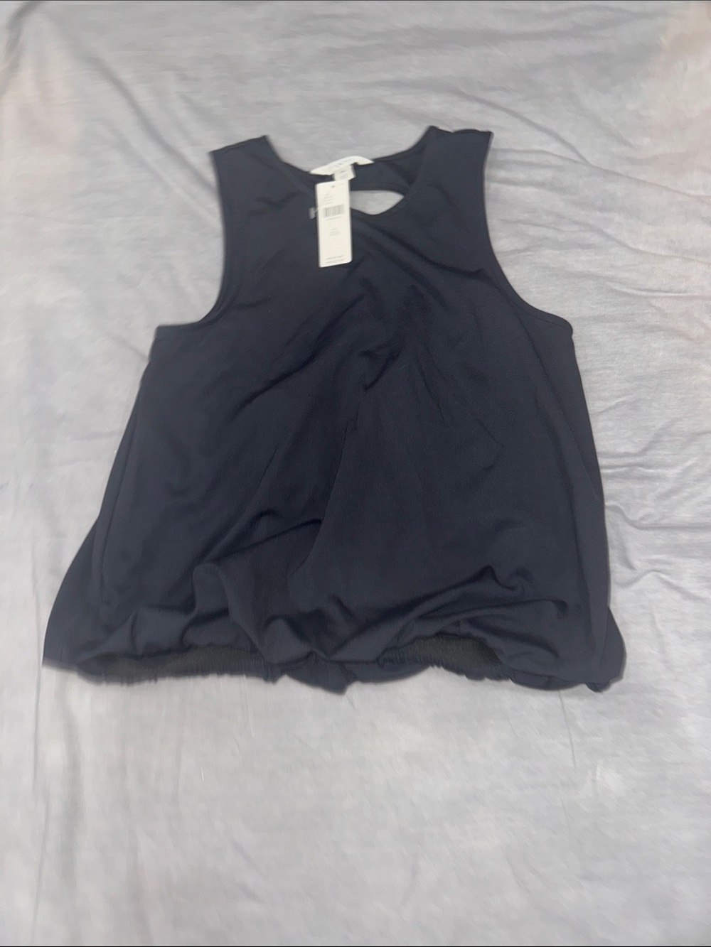 Maeve Black Sleeveless Tank Top with Subtle Keyhole